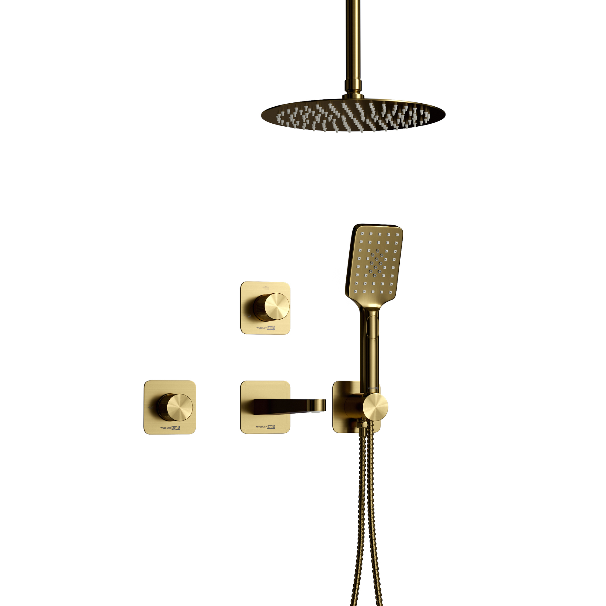 Встраиваемый комплект для ванны с верхней душевой насадкой и лейкойA8251.307.353.259.285.194.201.308